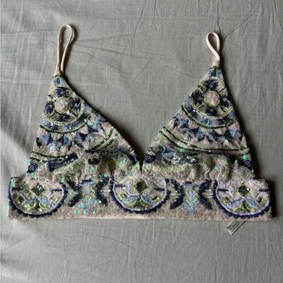 FREE PEOPLE just bead it bralette in powder sand combo - Picture 1 of 4